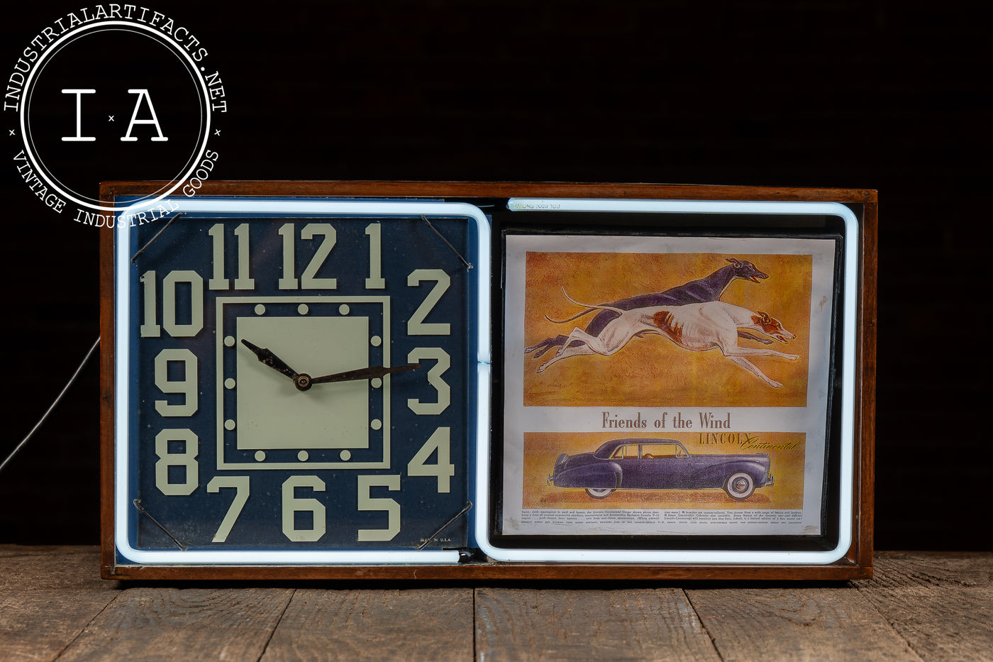 Vintage Neon Revolving Advertising Clock by Electric Ad Clock