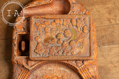 Vintage Syroco Pipe Tray with Built-In Ashtray and Snuff Box