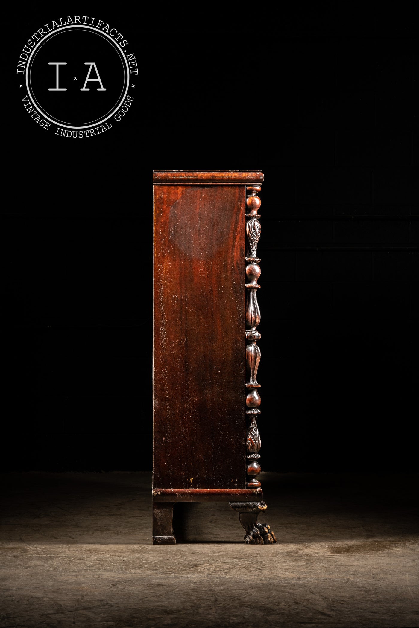 c. 1825-30s Mahogany Empire Bookshelf With Glass Doors