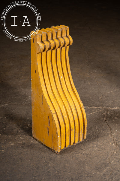 Set Of Two c. 1910 Craftsman Wooden Corbels In Mustard Yellow