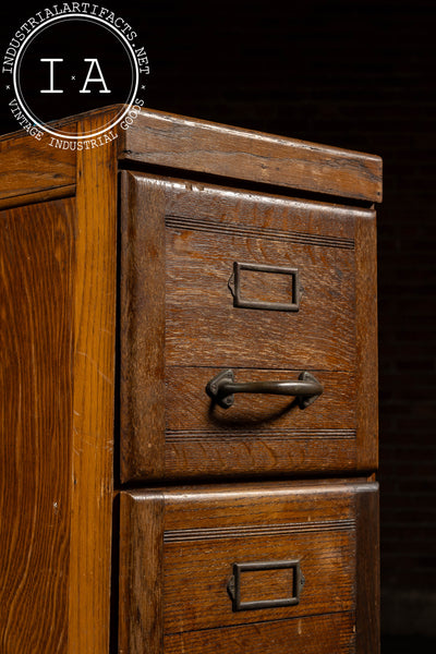 Antique Oak 4-Drawer Filing Cabinet