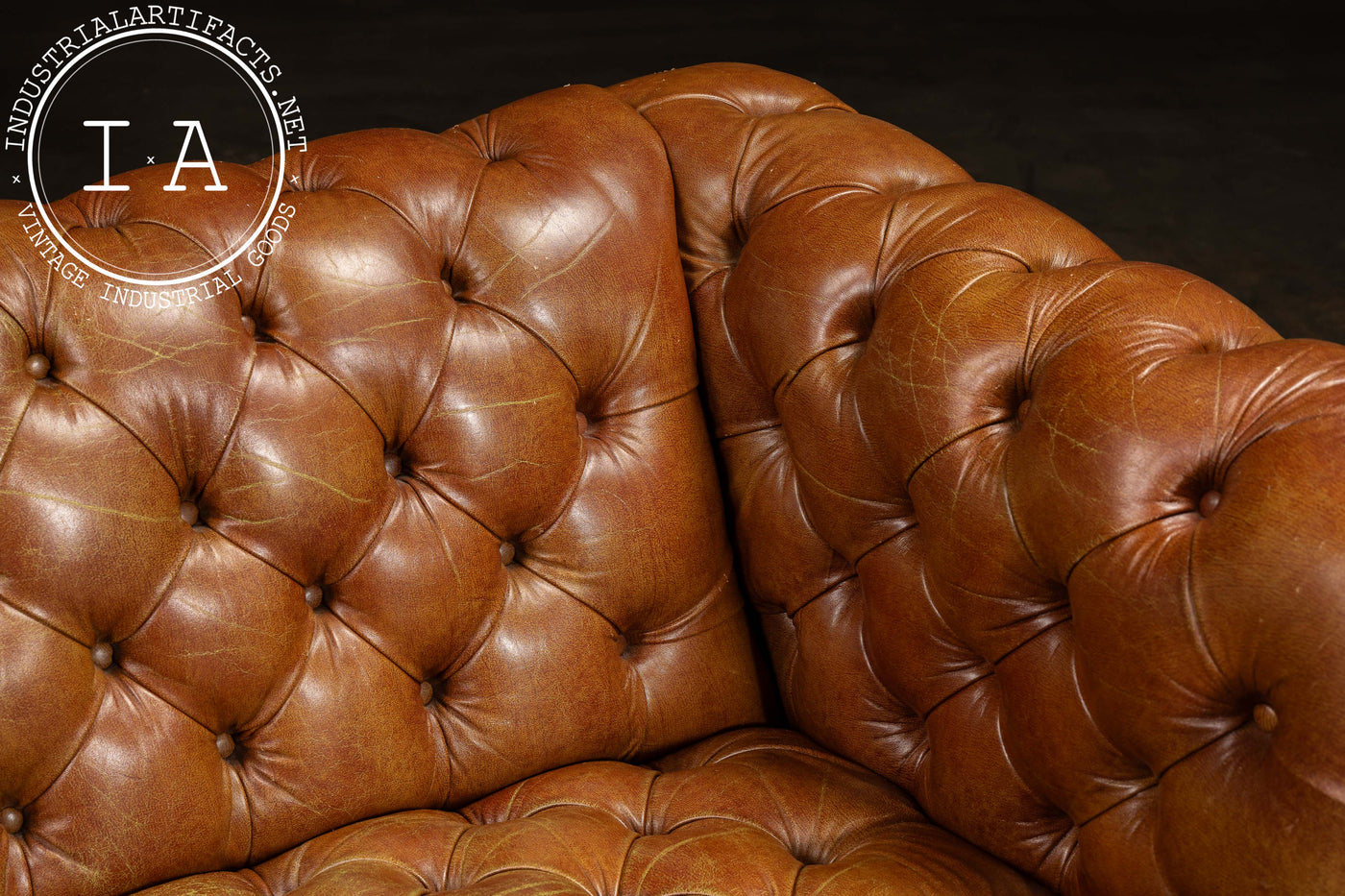 Tufted Leather Chesterfield Sofa in Brown
