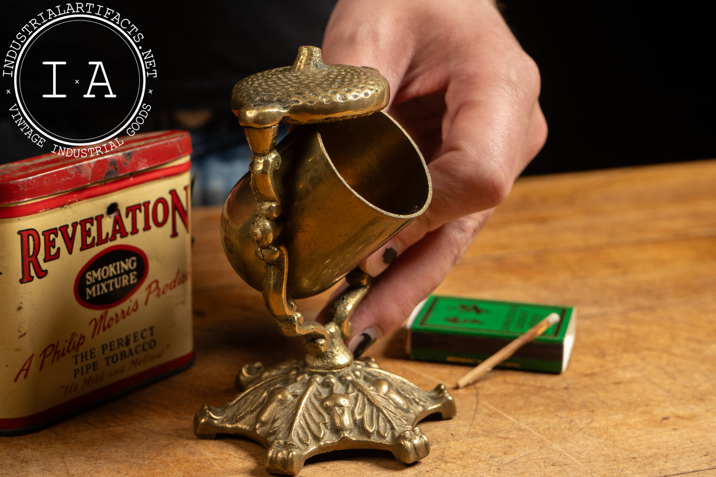 Mid-19th Century Patent Cast Iron and Brass Acorn Match Safe