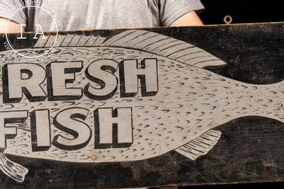 Vintage Hand-Painted Wooden Fish Monger Sign