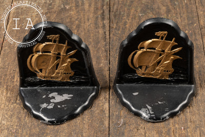 Painted Cast Iron Ship Bookends