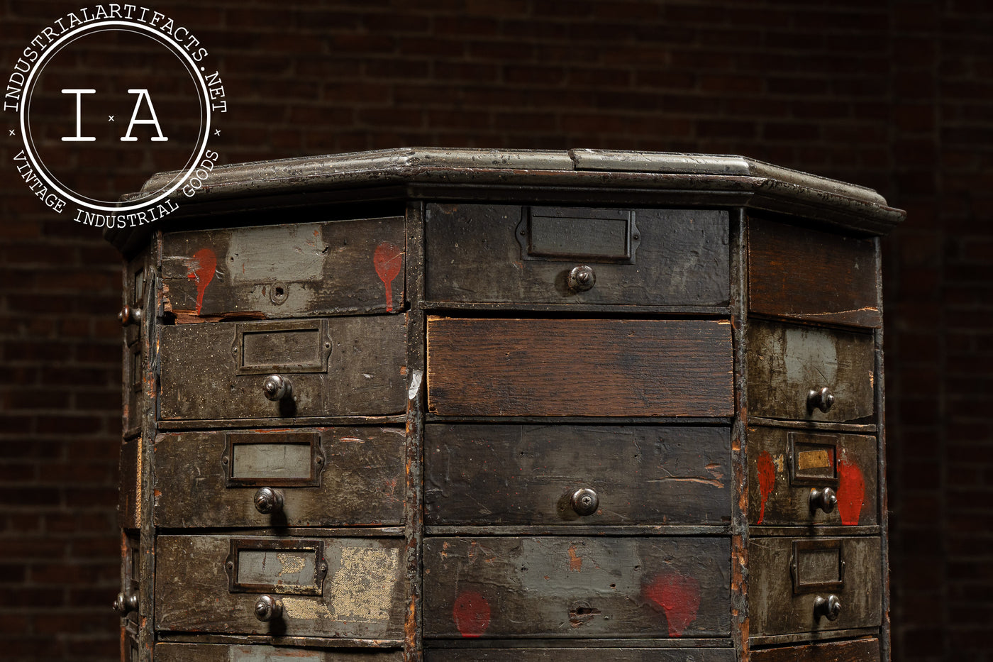 Antique Wooden American Bolt and Screw Cabinet