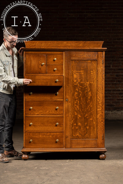 Antique Quarter Sawn Armoire Cabinet by Aurora Furniture Co.
