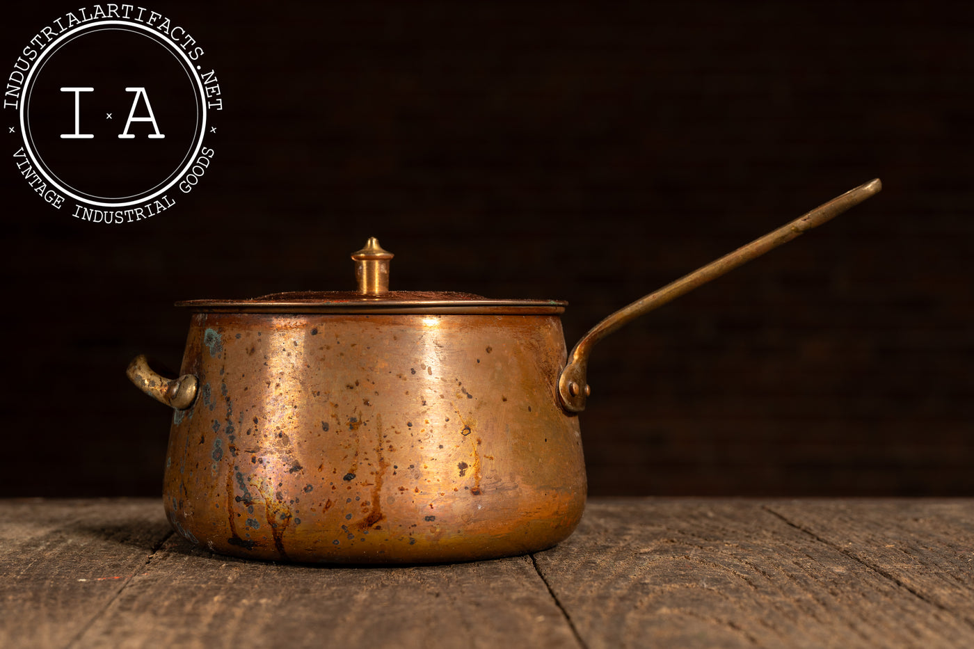 Antique French Copper Saucepan with Lid