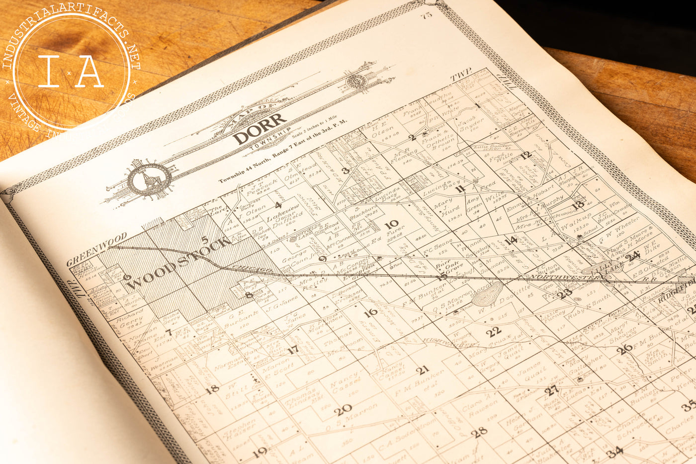 Early 20th Century Leather-Bound Standard Atlas of McHenry County, Illinois