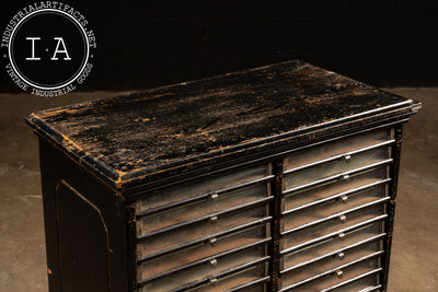 Early American Oak Spool Cabinet with Glass Drawers