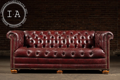 Vintage Tufted Chesterfield Sofa in Burgundy