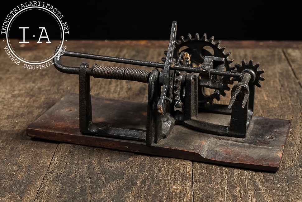 Primitive Cast Iron Apple Peeler on Wood Base