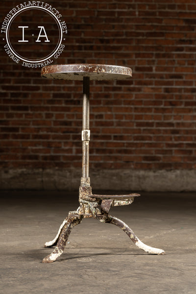 Early 20th Century Chippy Adjustable Dental Stool