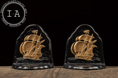 Painted Cast Iron Ship Bookends