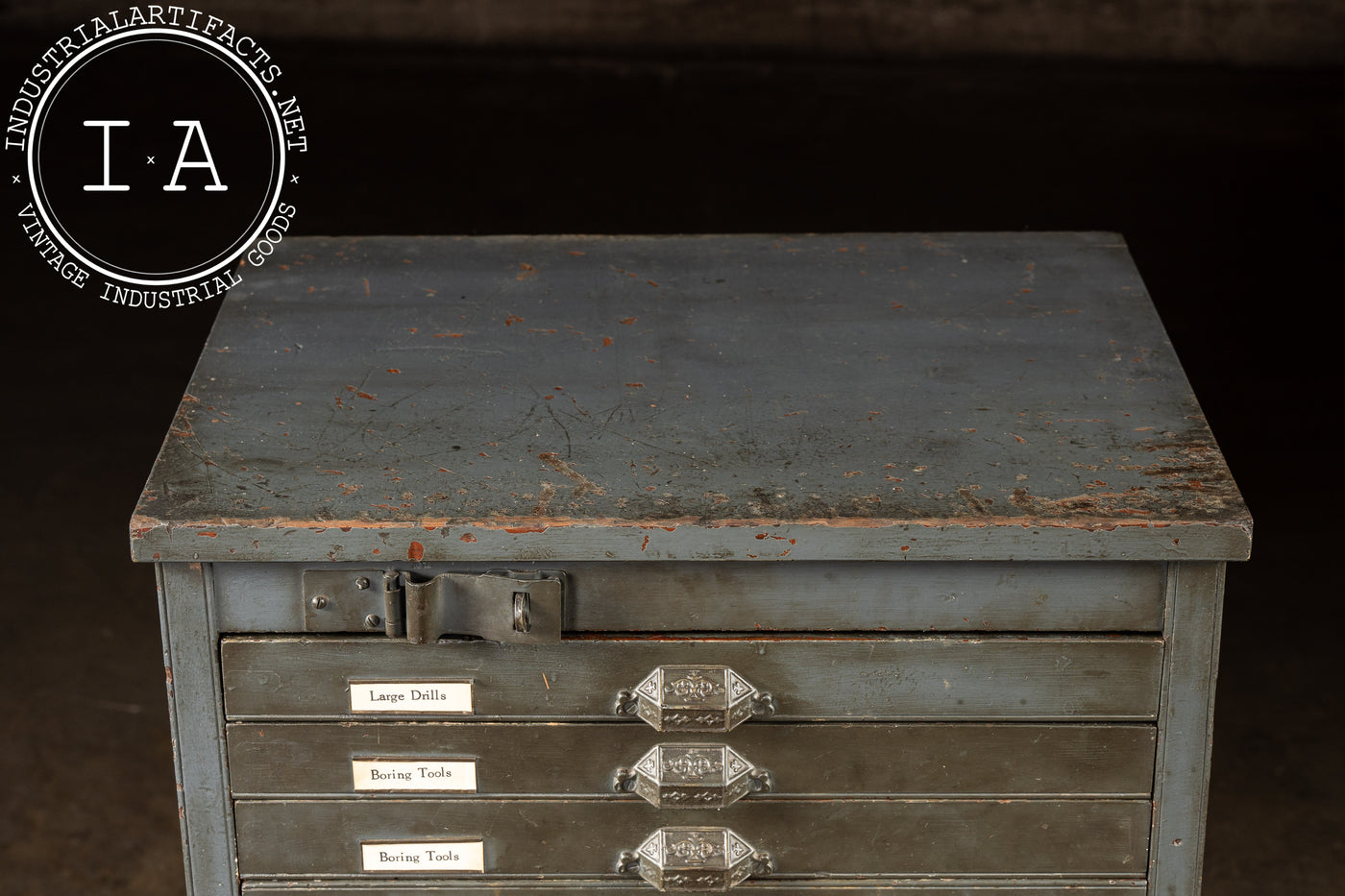 Early 20th Century Oak Typesetter's Cabinet in Gray