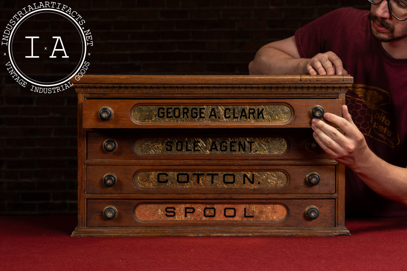 Late 19th Century Mercantile Countertop Wooden Spool Cabinet