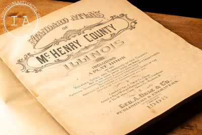 Early 20th Century Leather-Bound Standard Atlas of McHenry County, Illinois