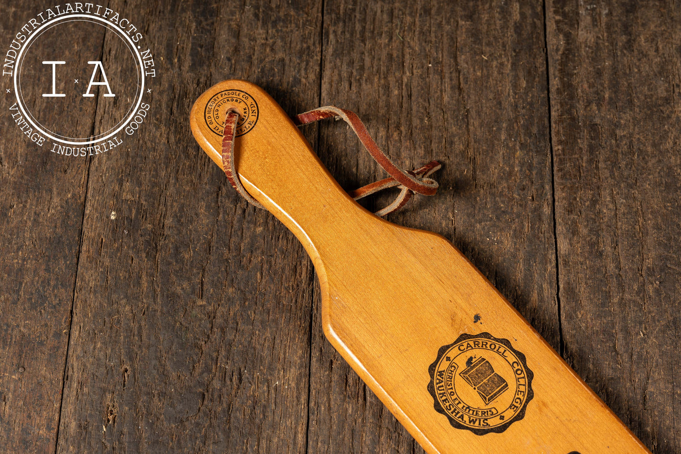 1963 Carroll College Phi Tau Pi Varnished Maple Fraternity Paddle