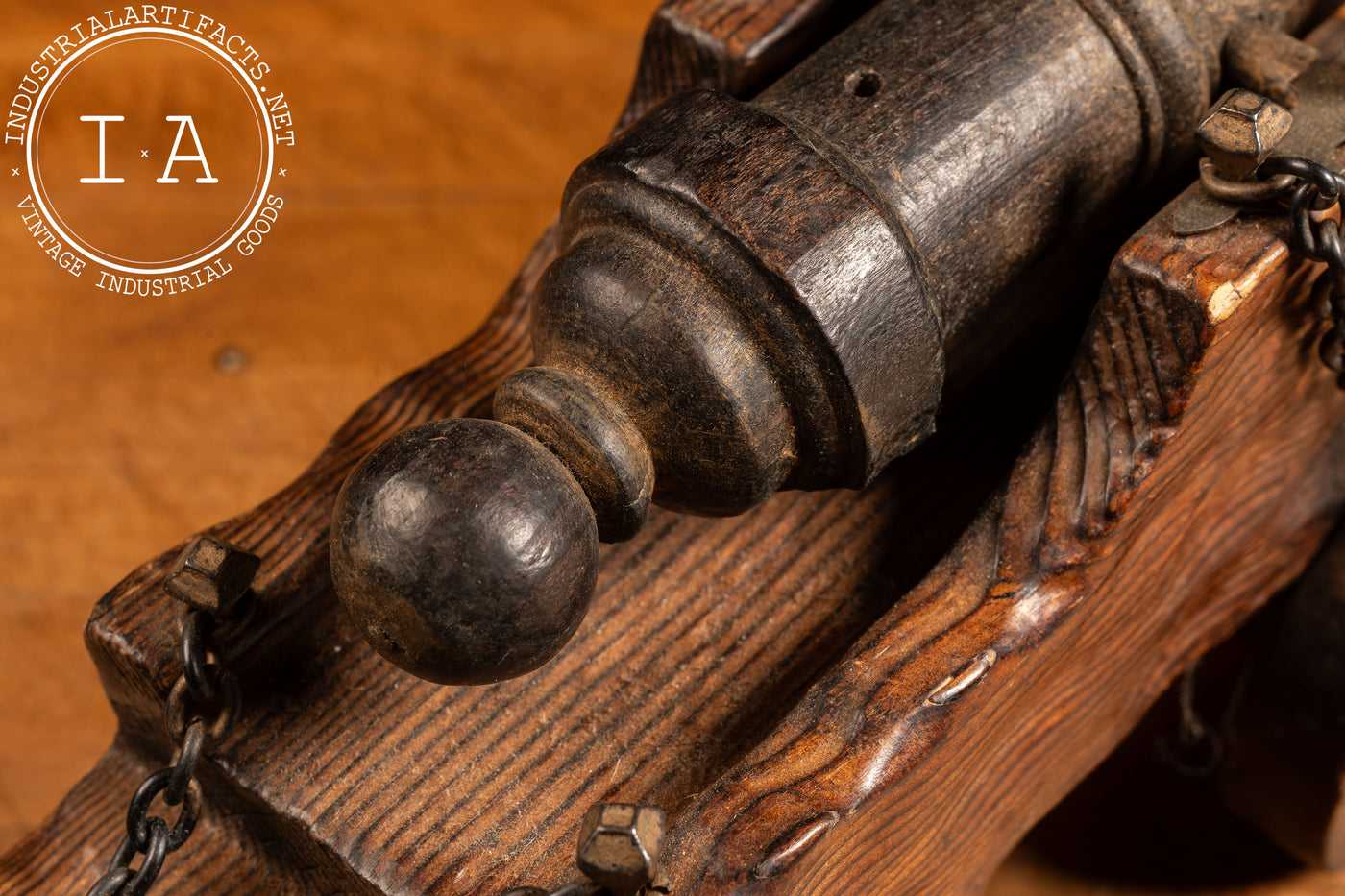 Vintage Carved Wooden Cannon