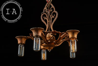 Vintage Art Nouveau-Inspired Cast Iron Ceiling Fixture by Virden