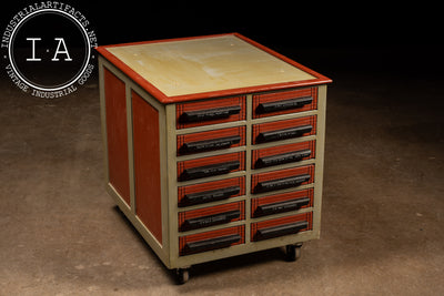 Vintage 12-Drawer Industrial Rolling Parts Cabinet