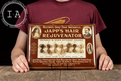Early 20th Century Japp's Hair Rejuvenator Tin Litho Advertising Sign