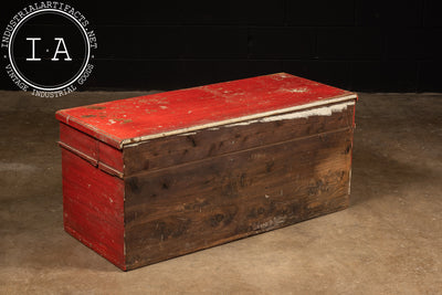 Vintage Painted Wooden Carpenter's Chest in Red