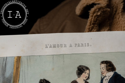 Two 1800s Lithos - L'Amour A Paris, London Party at Pope Joan