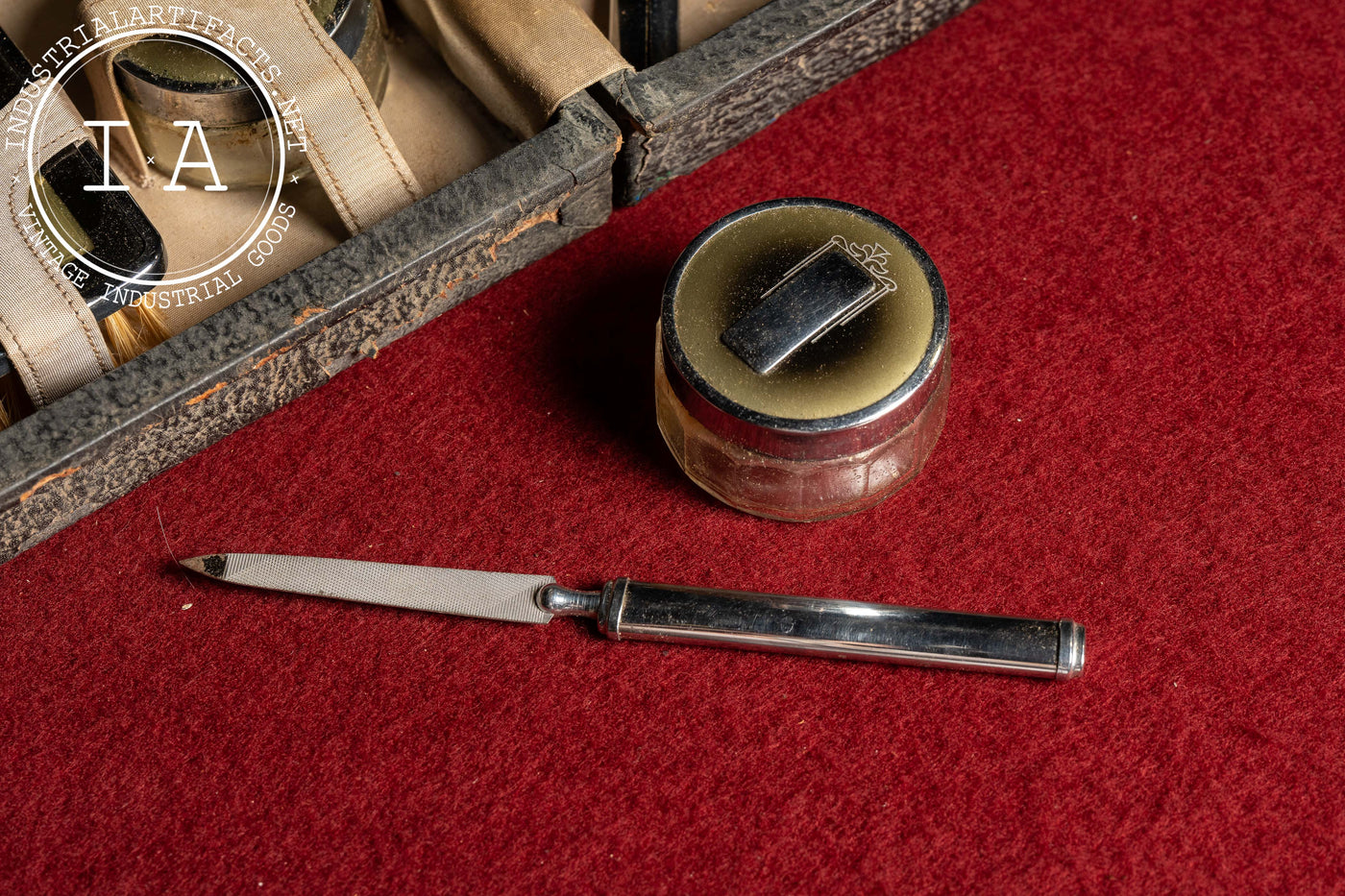 c. 1930s Art Deco 9-Piece Vanity Kit in Travel Case