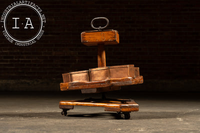 Early 20th Century Copper & Wood Rotating Cobbler’s Parts Bin