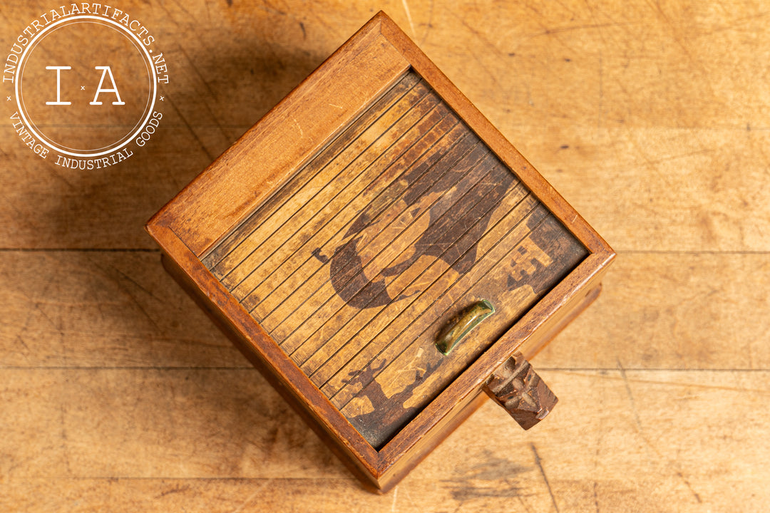 Vintage Chinese Tambour Door Cigarette Dispenser with Scottish