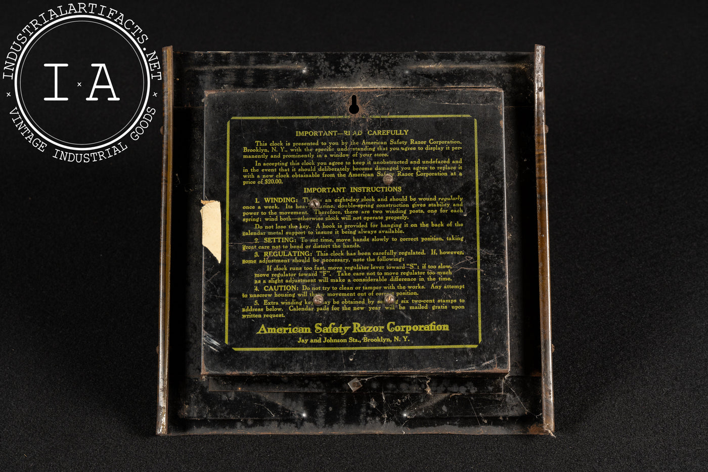 Antique Ever-Ready Tin Litho Eight-Day Advertising Clock