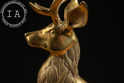 Vintage Solid Brass Buck Sculpture