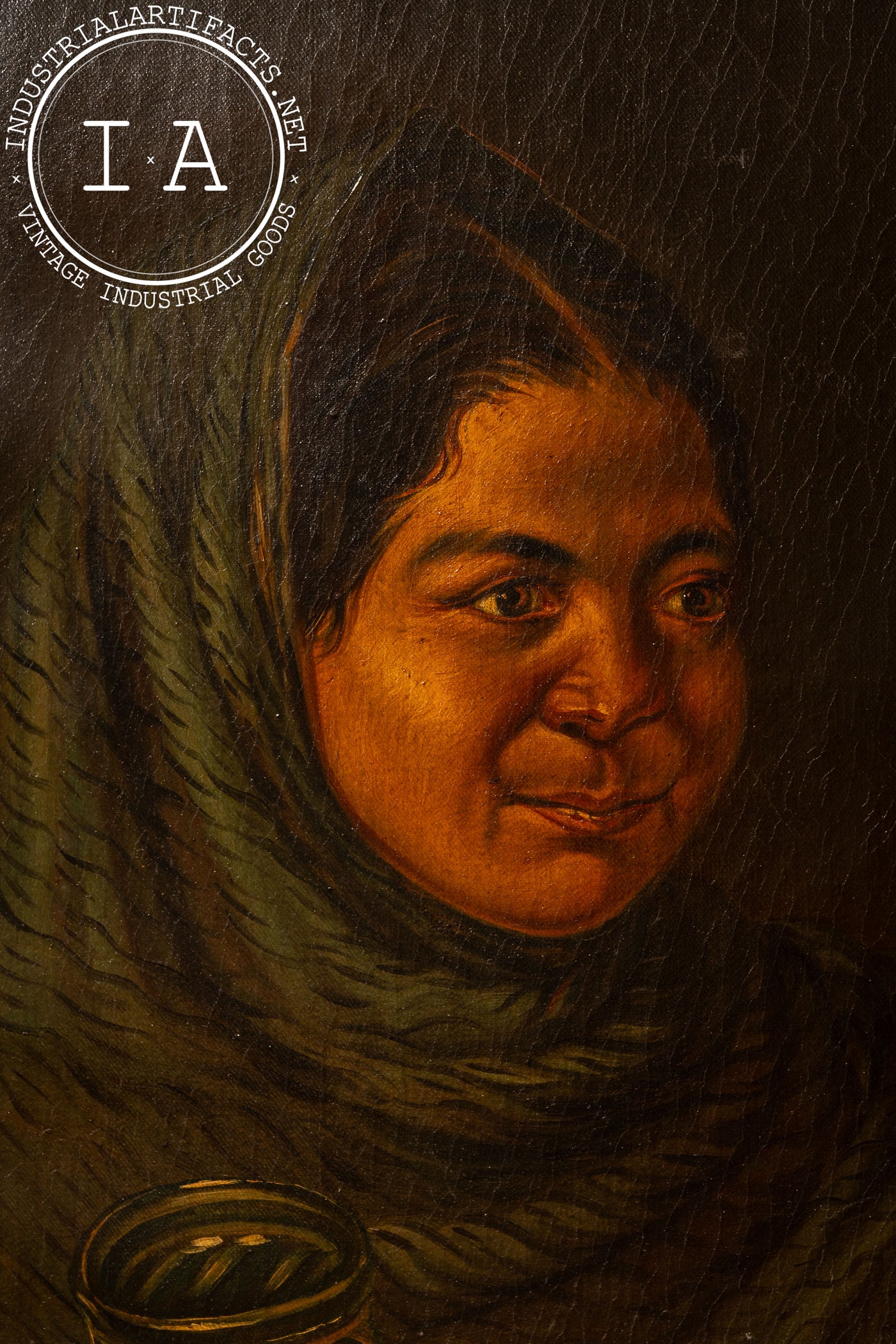 Two Women and Child | Framed Mexican Oil Painting