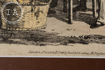 Two Colored 1800s Illustrations - A Game Of Whist, London Fair