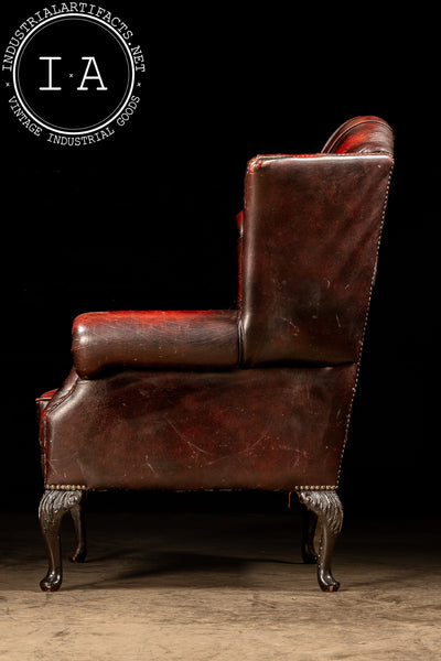 Vintage Tufted Leather Chesterfield Armchair in Oxblood