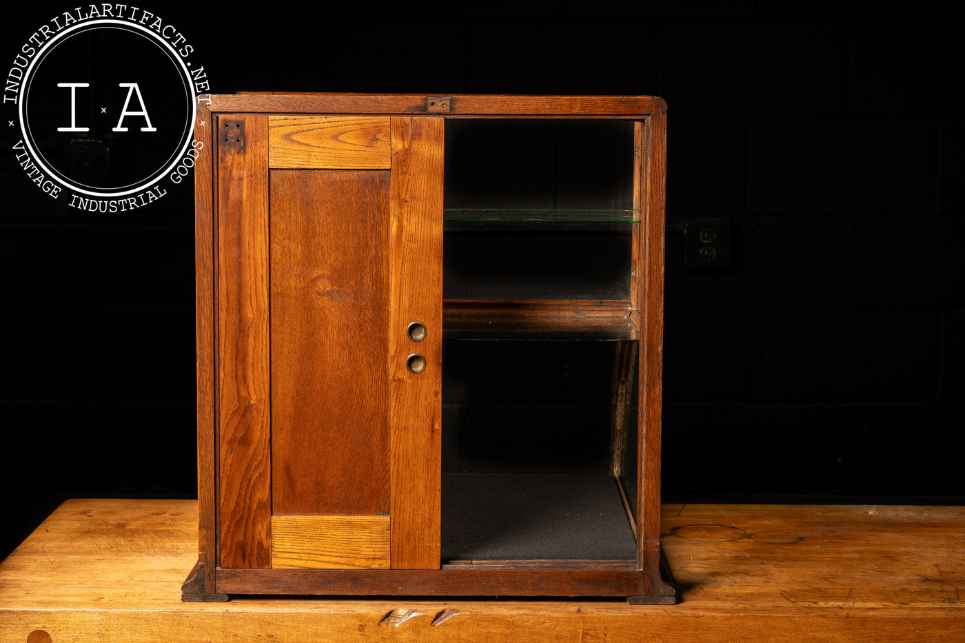 Antique Two Tier Curved Glass Countertop Display Case