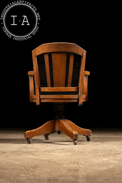 Vintage Oak Swivel Banker's Chair