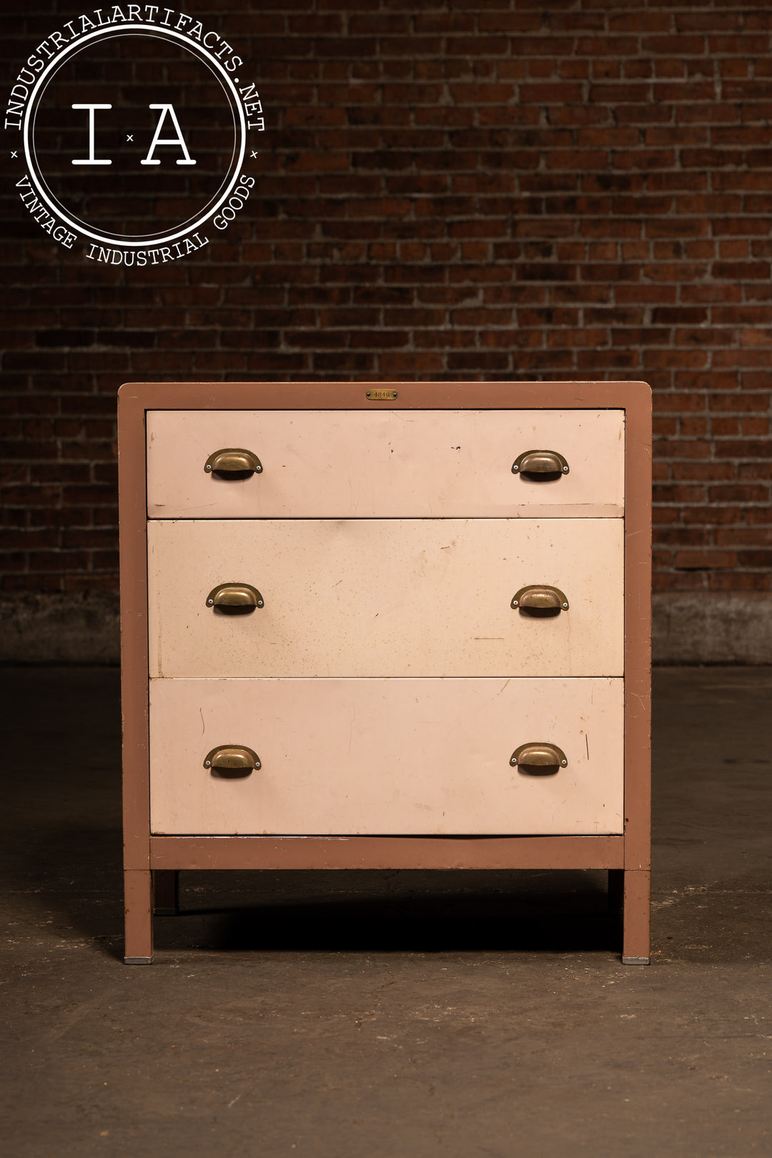Vintage Metal Lowboy Dresser in Two-Tone Brown Enamel by Simmons – Industrial Artifacts