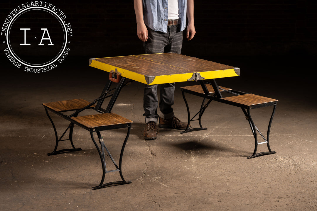 Vintage Collapsible Picnic Table and Chair Set by Milwaukee
