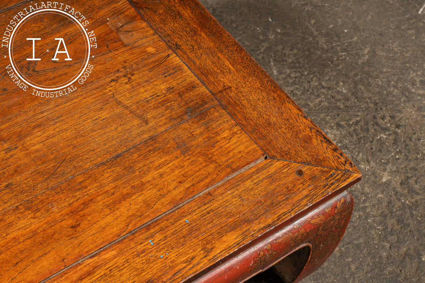 Early 20th Century Southeast Asian Wooden Coffee Table with Floral Accents