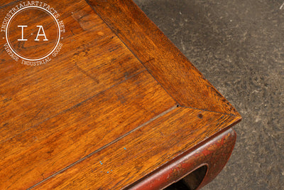 Early 20th Century Southeast Asian Wooden Coffee Table with Floral Accents