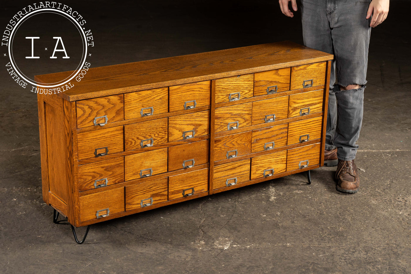 Vintage Oak 24-Drawer Apothecary