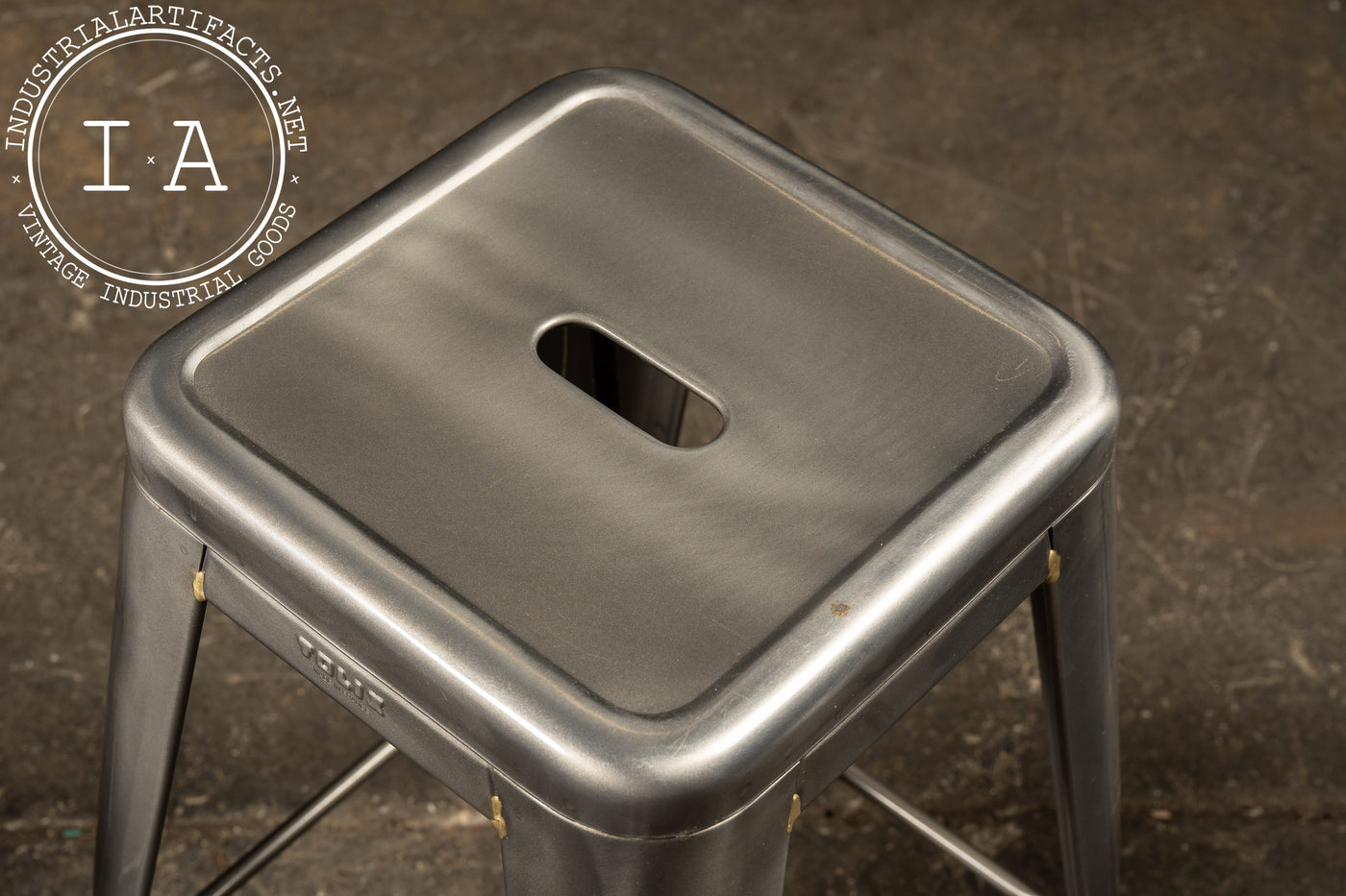 Set of Four Industrial Metal Stools by Tolix