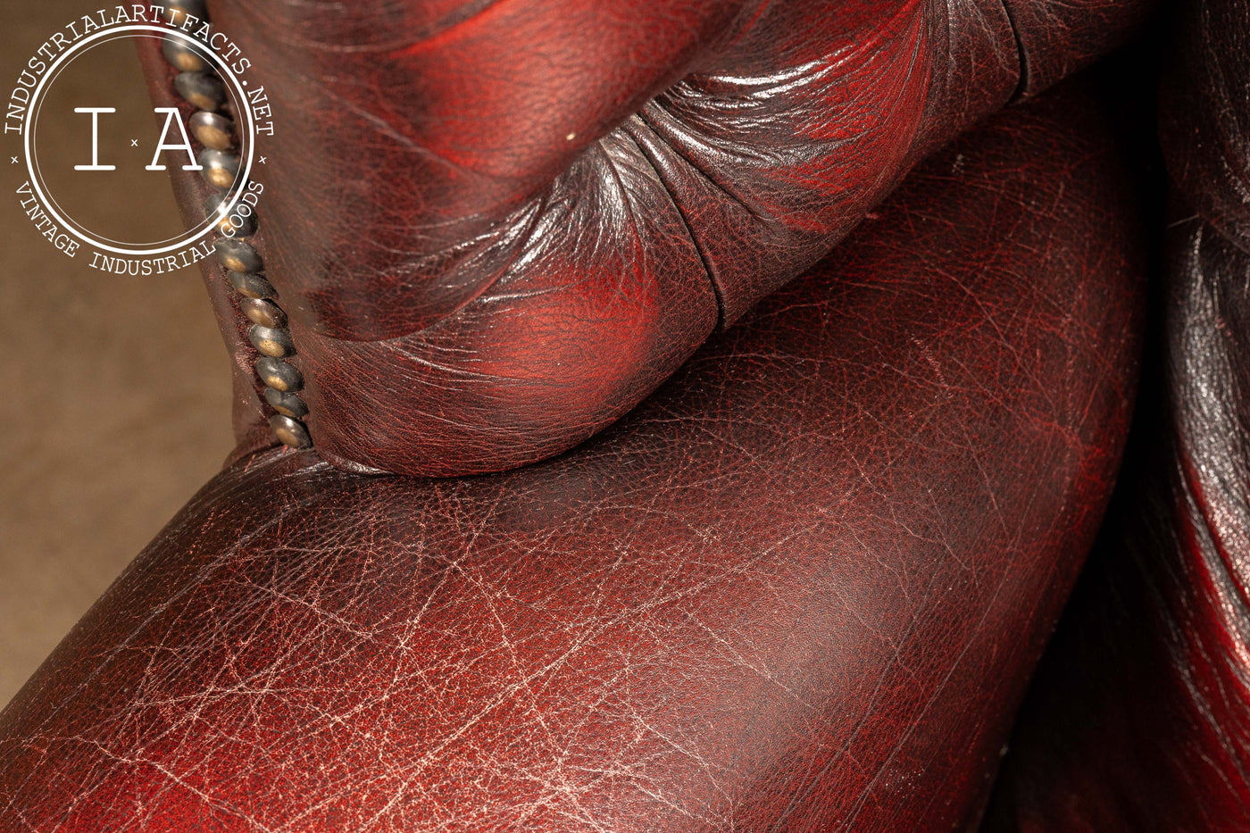 Vintage Tufted Leather Chesterfield Armchair in Oxblood