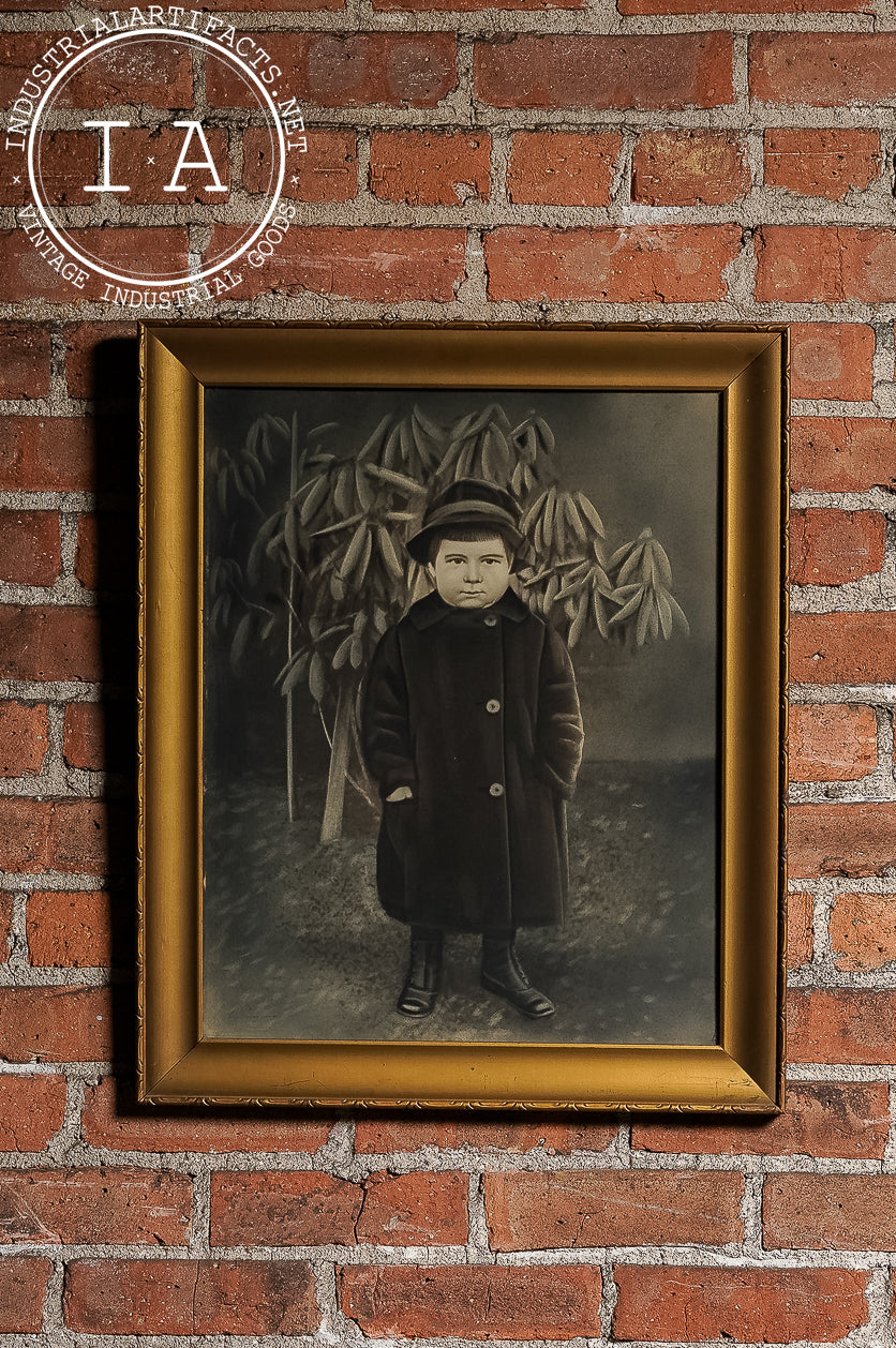 Early Charcoal Illustration Of Child In Coat