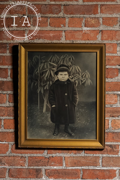 Early Charcoal Illustration Of Child In Coat