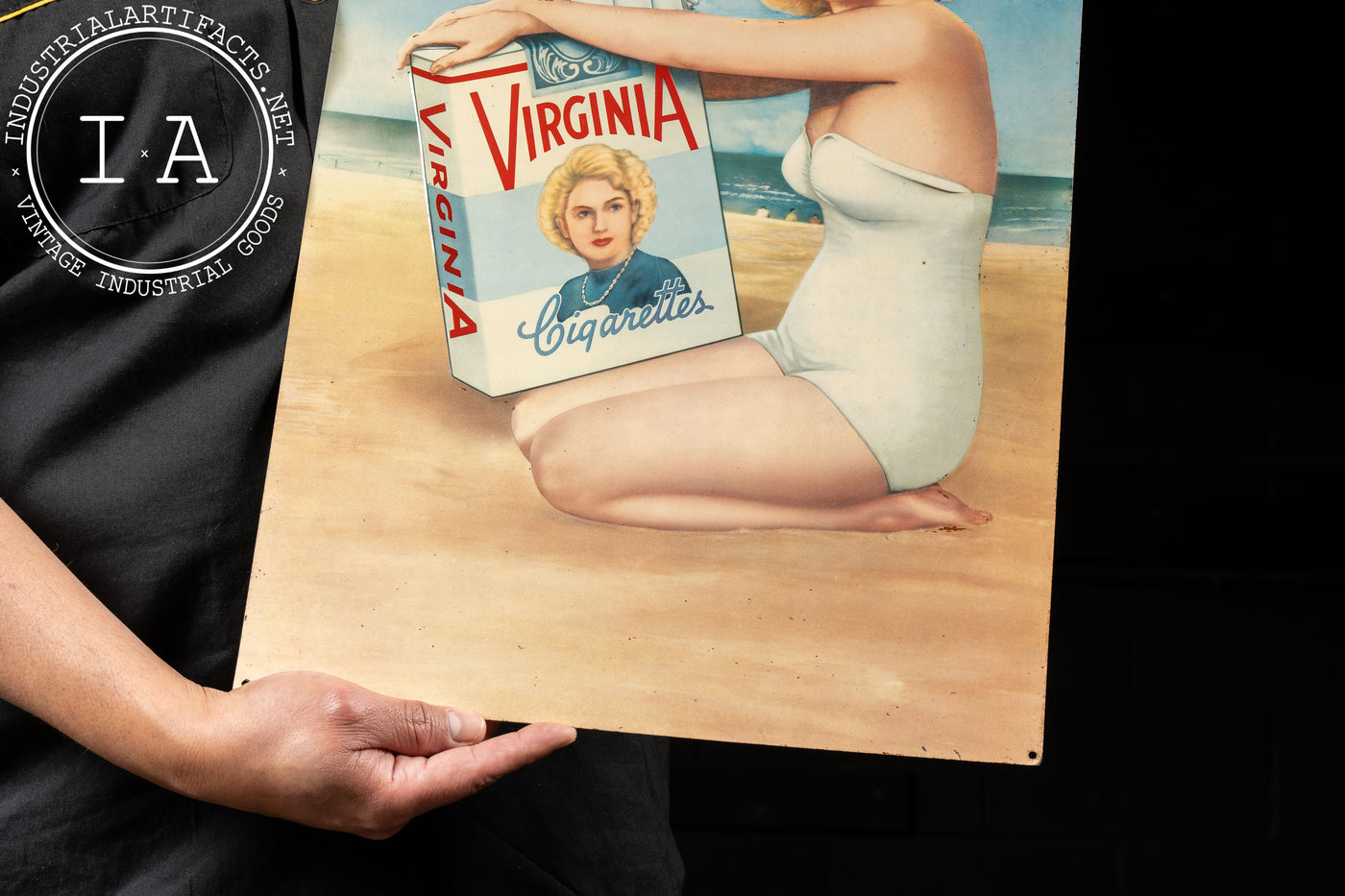 Vintage Virginia Cigarettes Tin Litho Sign