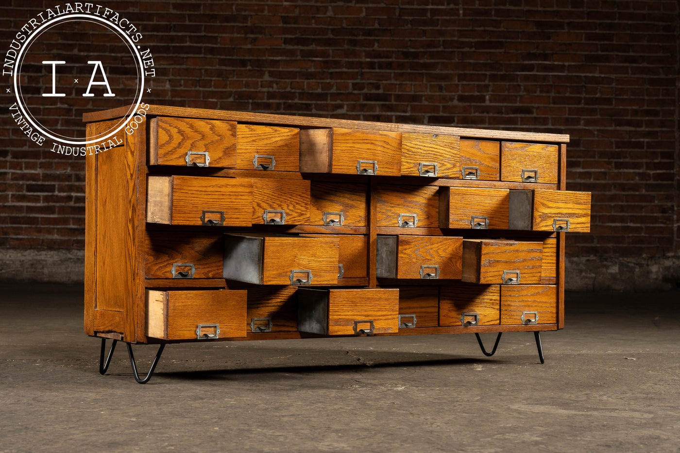 Vintage Oak 24-Drawer Apothecary