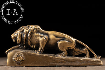 Early 20th Century Cast Brass Lions International Lion Paperweight